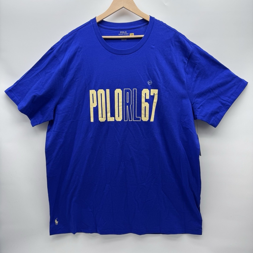 Polo Ralph Lauren M Print Shop Blue Mens 2XLT Graphic Logo T-Shirt Big‎ & Tall